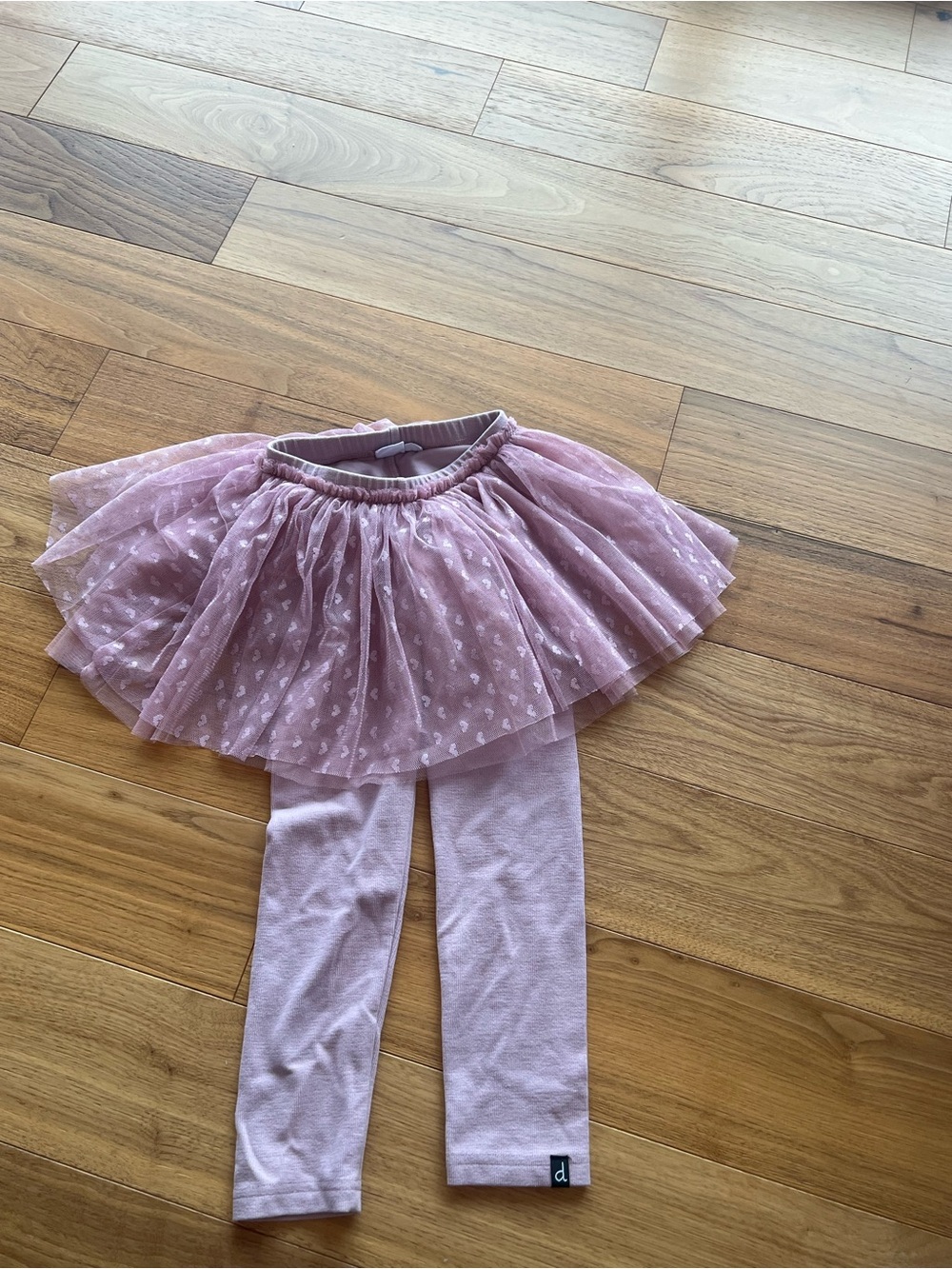 Deux par Deux Pink Leggings With Integrated Tulle Skirt Size 5